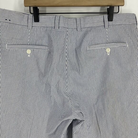 Brooks Brothers 346 Seersucker Shorts Size 38 Mens Blue Striped Flat Front Chino - Picture 4 of 6